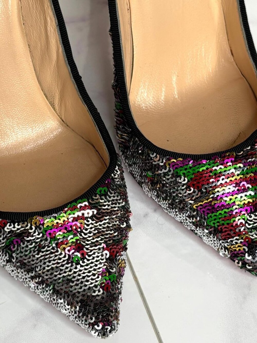 Christian Louboutin Pigalle Follies Multicolor/Silver Sequin 100mm Heels Pump 36 - Picture 5 of 12